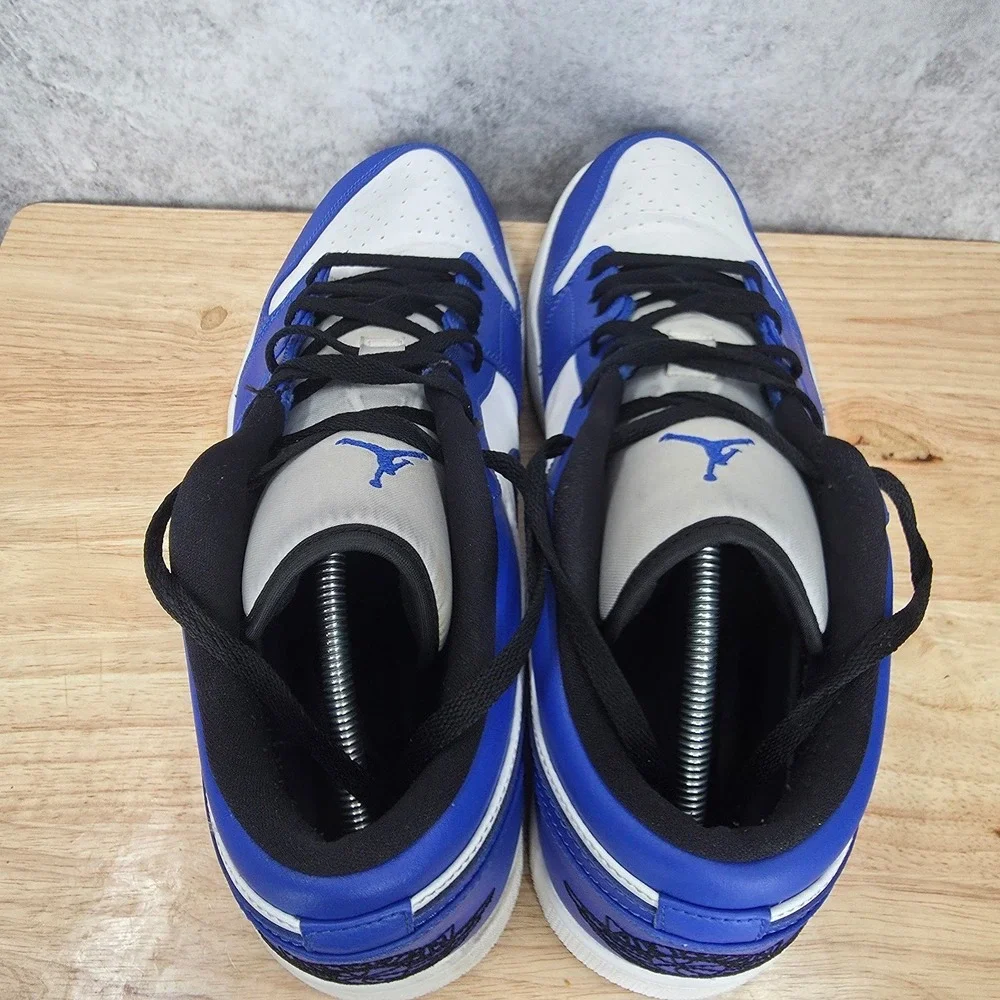 Jordan 1 Low Men Size 14 Hyper Royal White Black Retro Basketball Shoes 553558